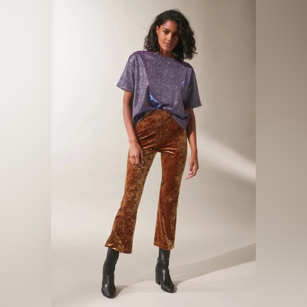 Urban Outfitters Purple Top and Brown Velvet Flare Pants